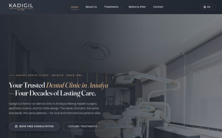 Kadıgil Dental Clinic website homepage